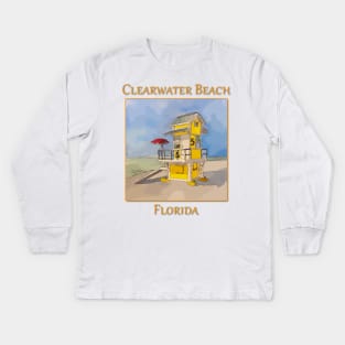 Cute lifeguard tower in Clearwater Beach Florida Kids Long Sleeve T-Shirt